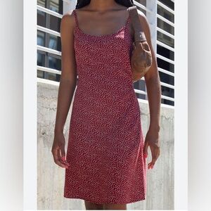 SHEIN Red Spotted Midi Dress